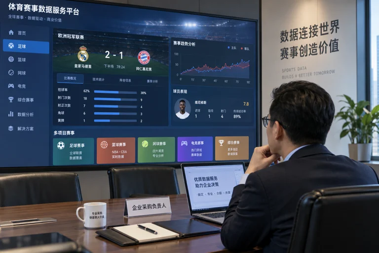 企业用户查看足球赛事分析与比分服务界面