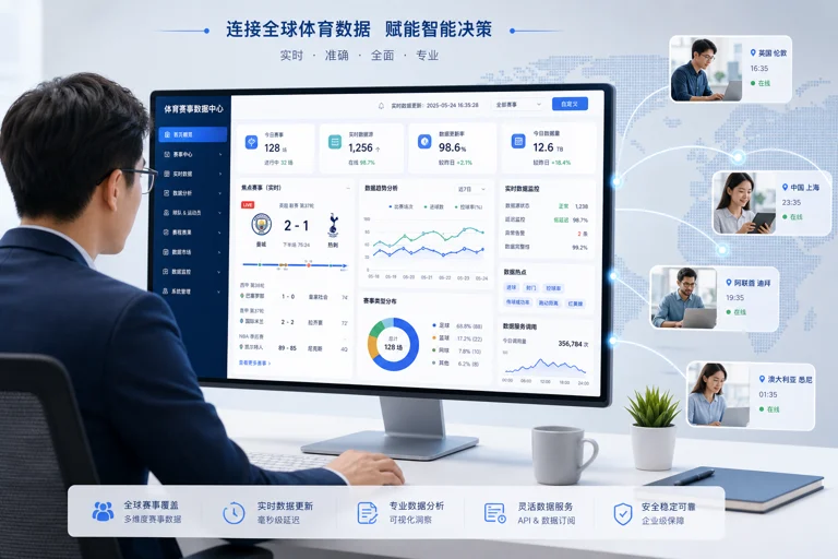 企业用户在多项目赛事信息平台上查看实时比分与分析内容