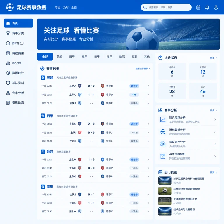 开云赛事中心展示足球赛事信息与实时比分
